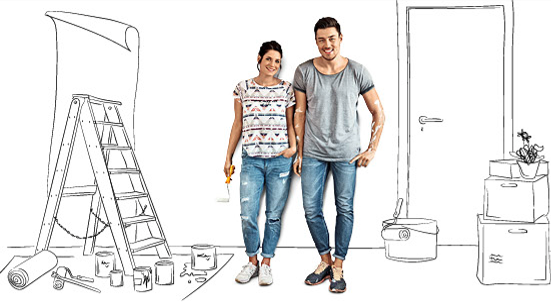 PIA Junges Paar malert Zuhause